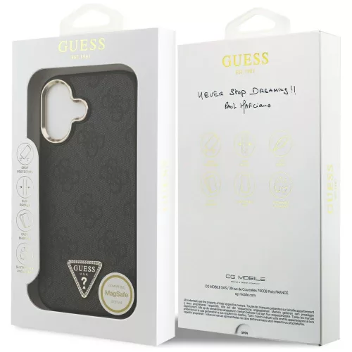 iPhone 17, Guess - Hardcase 4G Triangle Logo MagSafe tok - Fekete