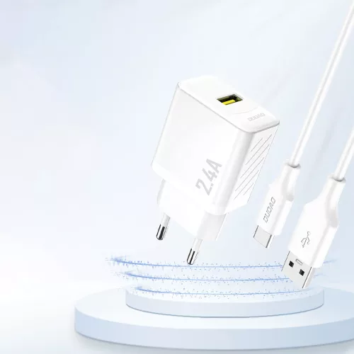 Töltő adapter 2,4A, USB-A - Fehér - Dudao A23