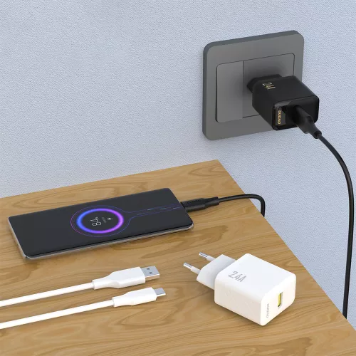 Töltő adapter 2,4A, USB-A - Fehér - Dudao A23
