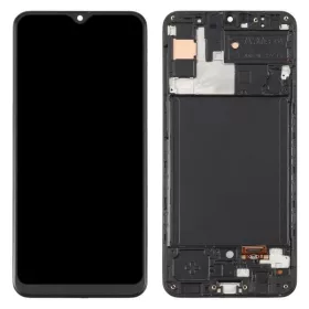   Gyári OEM LCD kijelző, kerettel - Fekete - Samsung Galaxy A30s 2019 - SM-A307