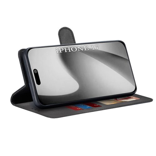 Techsuit - Diary Book - Eco Bőr kinyitható tok, kártyatartóval - iPhone 17 Pro Max - Fekete