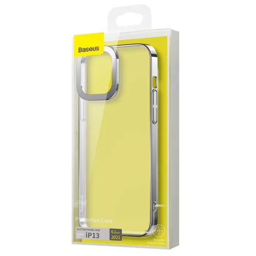 Baseus Glitter ezüst átlátszó tok (iPhone 13)