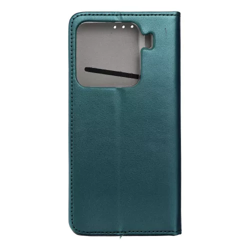 Samsung Galaxy A34 5G, Mágneses Kinyitható ECO bőr tok belső kártyatartó zsebbel - Zöld - Smart magneto 