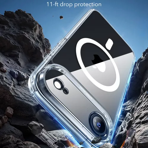 iPhone 17 Air, Ütésállő MagSafe-es tok, Kameravédelemmel, Légpárnás sarkokkal - Átlátszó - ESR Classic Hybrid HaloLock