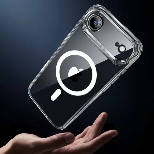 iPhone 17 Air, Ütésállő MagSafe-es tok, Kameravédelemmel, Légpárnás sarkokkal - Átlátszó - ESR Classic Hybrid HaloLock