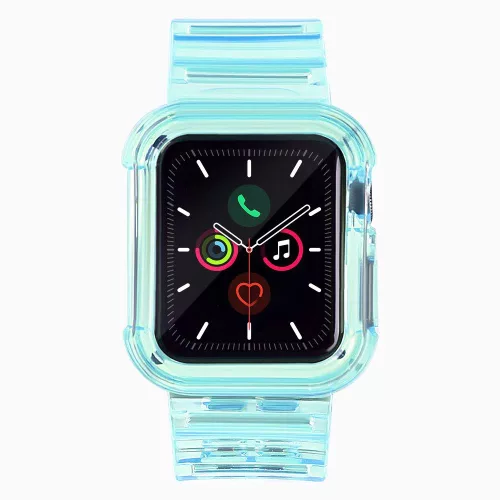 Szilikon Szíj és Tok Apple Watch-hoz - 44 mm - Kék