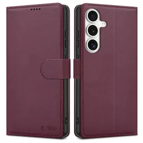   Samsung Galaxy A36/A56, Elegáns Öko bőr telefontok kártyatartóval és állványfunkcióval - Bordó - Tech-Protect Wallet