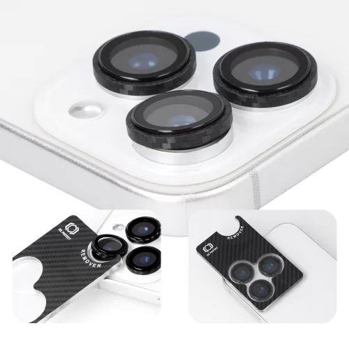 iPhone 16 Pro/16 Pro Max, Edzett üveg kamera védő Aramid kerettel (3 db lencse) - Protect 3D Lens Aramid Series