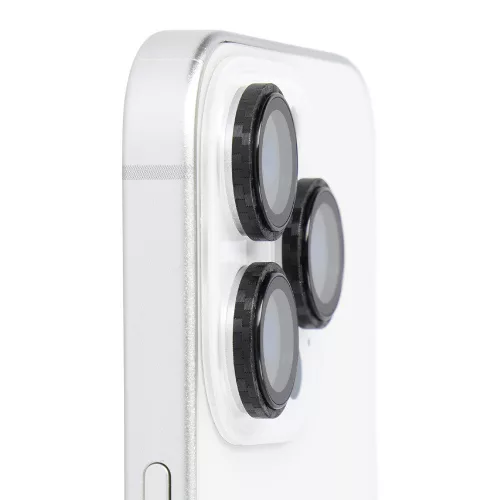 iPhone 16 Pro/16 Pro Max, Edzett üveg kamera védő Aramid kerettel (3 db lencse) - Protect 3D Lens Aramid Series