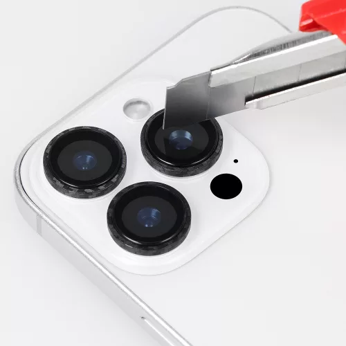 iPhone 16 Pro/16 Pro Max, Edzett üveg kamera védő Aramid kerettel (3 db lencse) - Protect 3D Lens Aramid Series