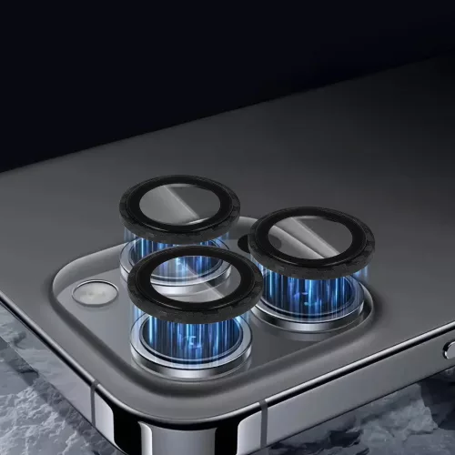 iPhone 16 Pro/16 Pro Max, Edzett üveg kamera védő Aramid kerettel (3 db lencse) - Protect 3D Lens Aramid Series