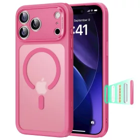   iPhone 17 Pro Max, Ütésállő MagSafe-es tok, Kameravédelemmel, Légpárnás sarkokkal - Matt rózsaszín - ESR Classic Hybrid HaloLock