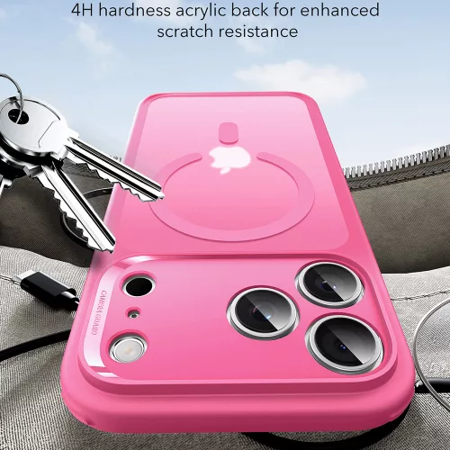 iPhone 17 Pro Max, Ütésállő MagSafe-es tok, Kameravédelemmel, Légpárnás sarkokkal - Matt rózsaszín - ESR Classic Hybrid HaloLock