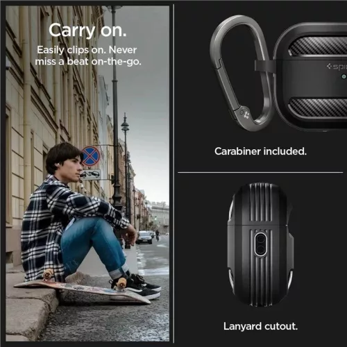 Spigen Rugged Armor fekete ütésálló szilikon tok Airpods Pro 1/2