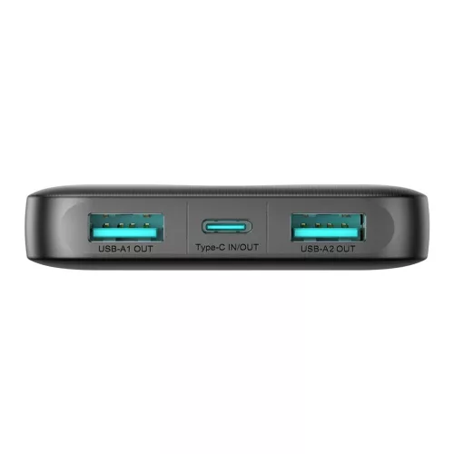 Joyroom JR-PBF12 10000mAh Powerbank 2 USB-A és 1 USB-C porttal - Fekete