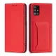 Samsung Galaxy A13 5G - Kinyitható tok, Ökobőrből, kártyatartóval, állványfunkcióval, mágneses záródással - Piros - Magnet Card Case
