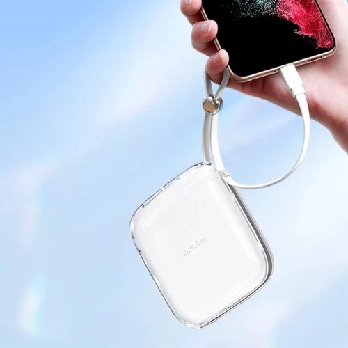 Joyroom JR-L005 10000mAh kis méretű powerbank - USB-C kábellel - Fehér
