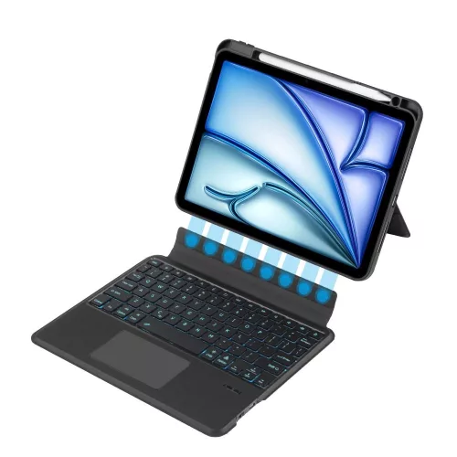 Tech-Protect Pen Tartó + Billentyűzet Tok Apple iPad Air 10.9" 4th / 5th gen. (2020-2022) / 11" 6th gen. (2024) - Fekete