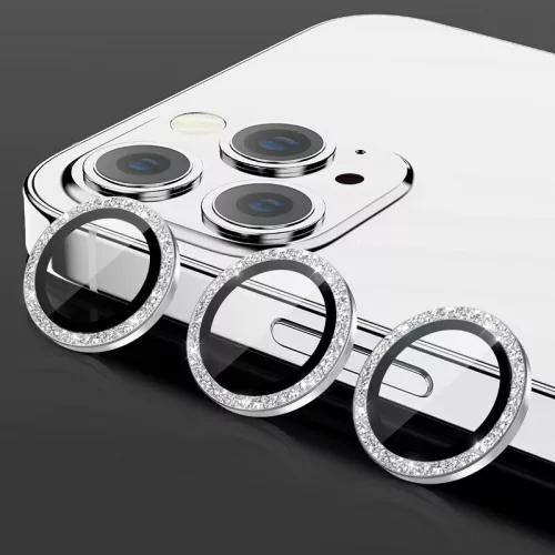 Iphone 17, Csillogós Kameralencse védő edzett üveg, kövekkel (2db) - Titanium - HARD DIAMOND