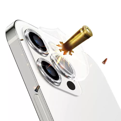 Iphone 17, Csillogós Kameralencse védő edzett üveg, kövekkel (2db) - Titanium - HARD DIAMOND