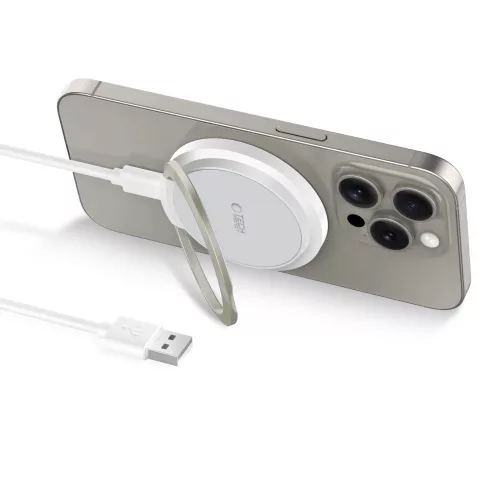 Tech-Protect QI15W-A33 - MagSafe kompatibilis vezeték nélküli töltő és kitámasztó - Fehér