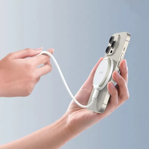 Tech-Protect QI15W-A33 - MagSafe kompatibilis vezeték nélküli töltő és kitámasztó - Fehér