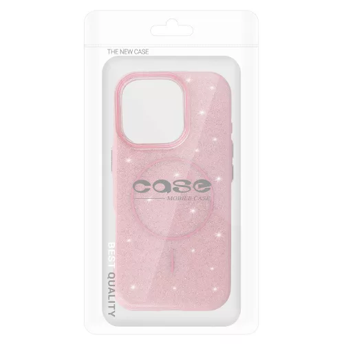 MagSafe Slim Csillogós tok iPhone 15 - Rózsaszín
