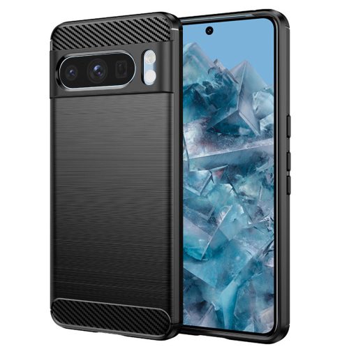 Szilikon karbon mintás Honor 400 Pro tok - Fekete