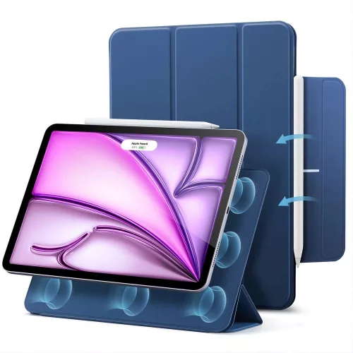 ESR Rebound Mágneses Trifold iPad tok Stylus Pen tartóval - iPad Pro 12.9” 2020 / 2021 / 2022 / iPad Air 13” 2024 / 2025 - Kék