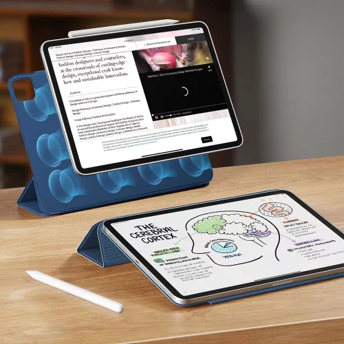 ESR Rebound Mágneses Trifold iPad tok Stylus Pen tartóval - iPad Pro 12.9” 2020 / 2021 / 2022 / iPad Air 13” 2024 / 2025 - Kék