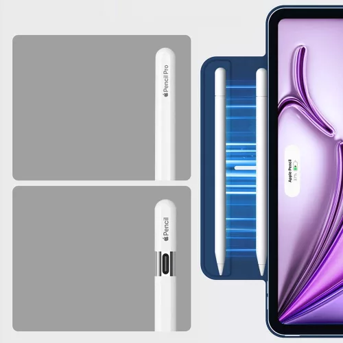 ESR Rebound Mágneses Trifold iPad tok Stylus Pen tartóval - iPad Pro 12.9” 2020 / 2021 / 2022 / iPad Air 13” 2024 / 2025 - Kék