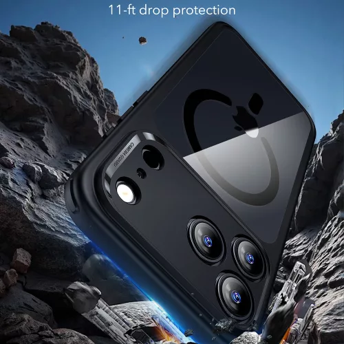 iPhone 17 Pro Max, Ütésállő MagSafe-es tok, Kameravédelemmel, Légpárnás sarkokkal - Matt Fekete - ESR Classic Hybrid HaloLock