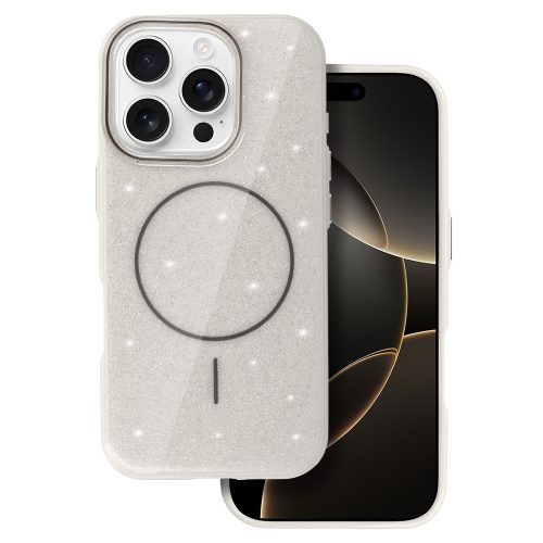 MagSafe Slim Csillogós tok iPhone 16 Pro - Ezüst