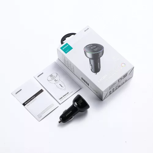 Autós Töltő 70W - 3 porttal (1 x USB, 2 x USB-C) - Fekete - Joyroom (JR-CL26) 