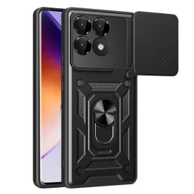   Modern Ütésálló Telefontok Állvánnyal és Kamera Védelemmel Xiaomi 14 5G - Fekete