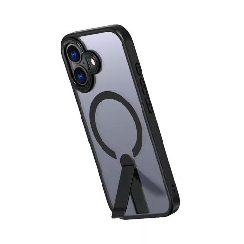 Hybrid Armor X tok iPhone 17-hez MagSafe-kompatibilis kitámasztóval - Fekete