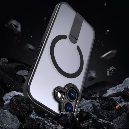 Hybrid Armor X tok iPhone 17-hez MagSafe-kompatibilis kitámasztóval - Fekete
