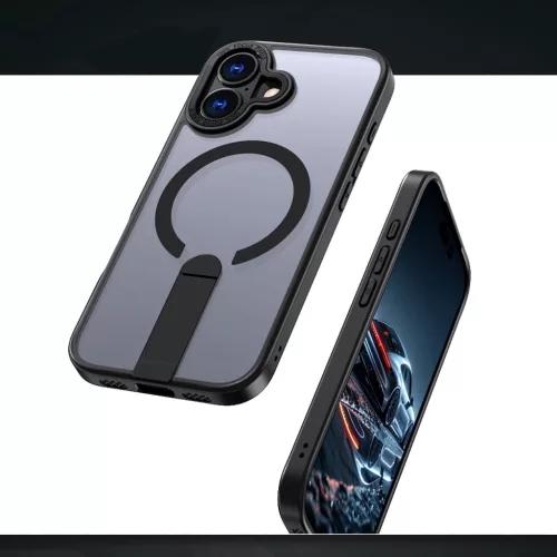 Hybrid Armor X tok iPhone 17-hez MagSafe-kompatibilis kitámasztóval - Fekete