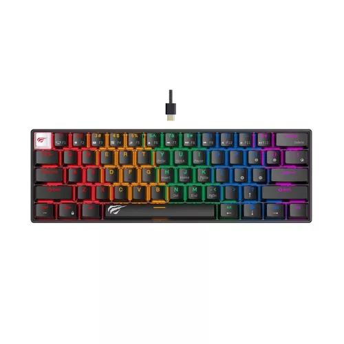 Gamer billentyűzet - USB-C, RGB világítás - Fekete - Havit KB903L