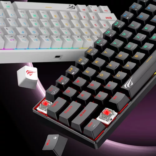 Gamer billentyűzet - USB-C, RGB világítás - Fekete - Havit KB903L