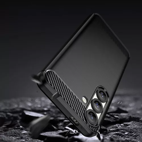 Google Pixel 10, Carbon mintás rugalmas szilikon tok - Fekete