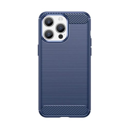 Szilikon karbon mintás kék tok (iPhone 15 Pro)