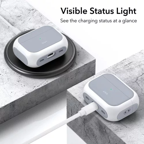 ESR Orbit fehér szilikon tok Magsafe kompatibilis felfűzővel Airpods 4