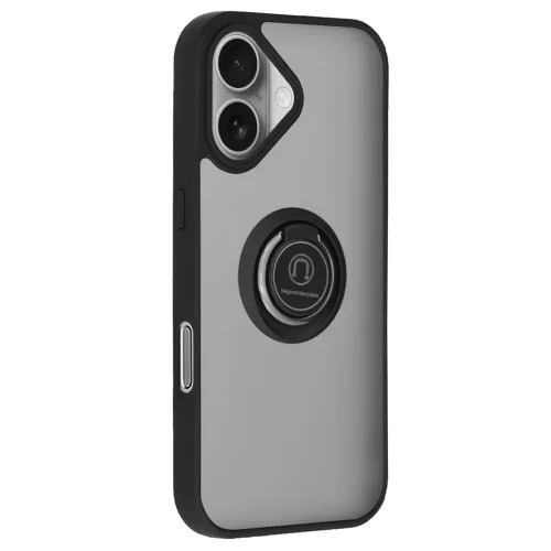 Techsuit - Glinth Ütésálló Gyűrűs tok - iPhone 17 - Fekete