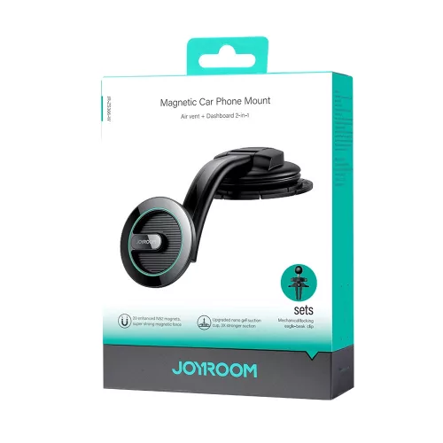Joyroom JR-ZS366 mágneses autós telefontartó műszerfalra és szélvédőre - Fekete