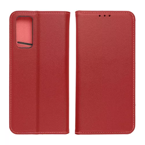 Xiaomi Redmi Note 13 5G, Kinyitható kártyatartós tok, valódi bőrből - Piros - SMART PRO