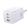 Hálózati töltő adapter 100W, 2x USB-C + USB-A, gyors töltés támogatás - Fehér - Baseus EnerFill FE11