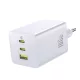 Hálózati töltő adapter 100W, 2x USB-C + USB-A, gyors töltés támogatás - Fehér - Baseus EnerFill FE11