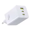 Hálózati töltő adapter 100W, 2x USB-C + USB-A, gyors töltés támogatás - Fehér - Baseus EnerFill FE11
