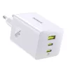 Hálózati töltő adapter 100W, 2x USB-C + USB-A, gyors töltés támogatás - Fehér - Baseus EnerFill FE11